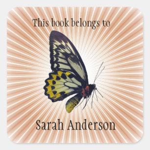 Personalised Butterfly Bookplate Sticker