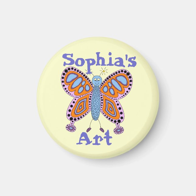 Personalised Butterfly Child's Artwork Magnet (Front)