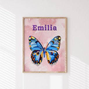 Personalised Butterfly Custom Name Preppy Poster