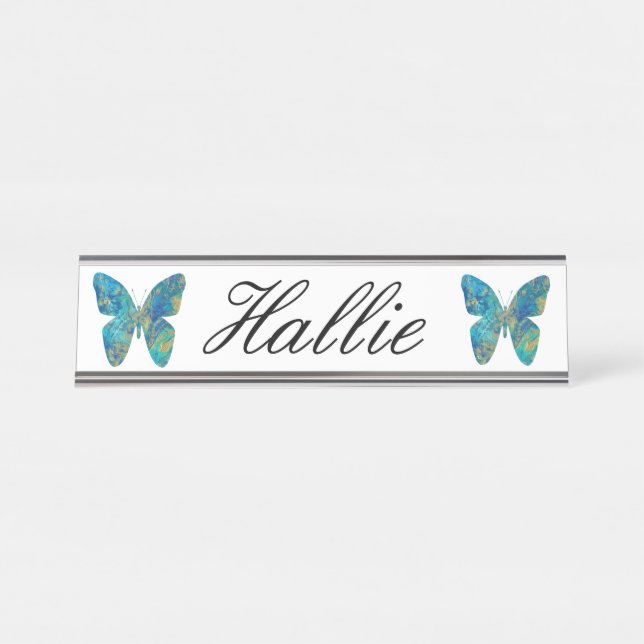 Personalised  Butterfly Desk Name Plate (Front)