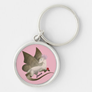 Personalised Butterfly Dragon 1 Rose Keychain