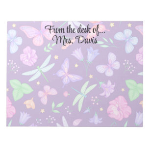 Personalised butterfly dragonfly flower elegant notepad