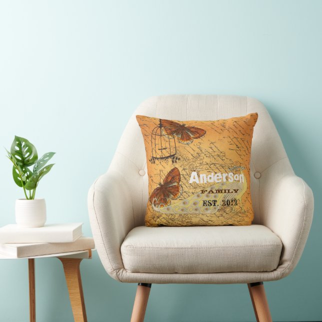 Personalised Butterfly Ephemera Urn & Birdcage Cushion (Chair)