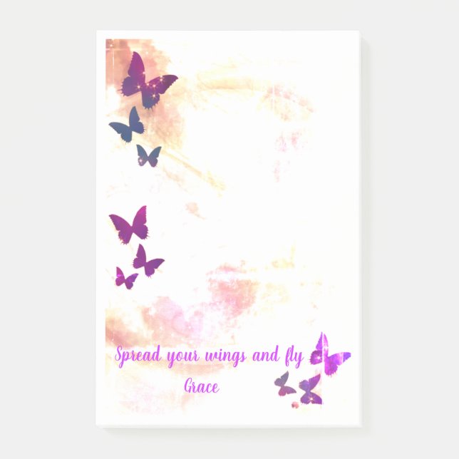 Personalised butterfly feminine post it  post-it notes (Front)