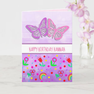 Personalised Butterfly Girl's Happy Birthday   Card