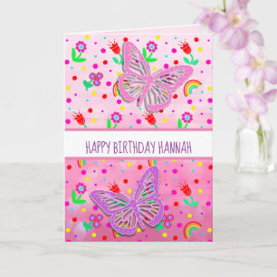 Personalised Butterfly Girl's Happy Birthday   Card
