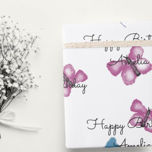 Personalised  Butterfly Happy Birthday Wrapping Paper