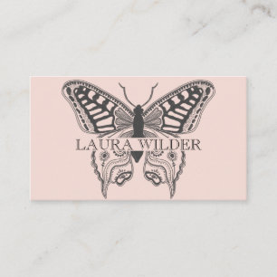 Personalised Butterfly Illustration Blush Pink Business Card