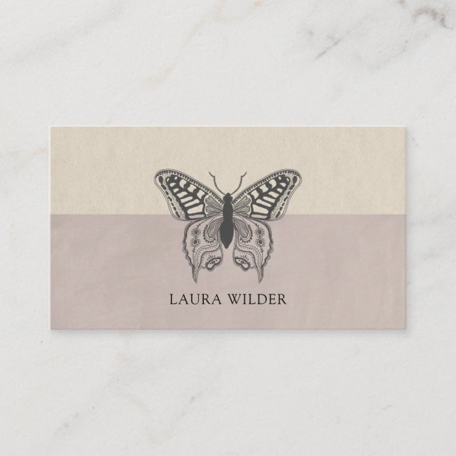 Personalised Butterfly Illustration Logo Business Card (Front)