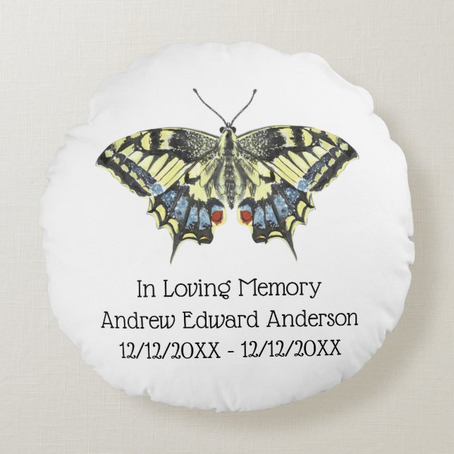 Personalised Butterfly Memorial Loss of Loved One Round Cushion (Front)