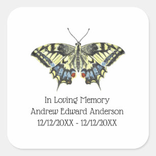 Personalised Butterfly Memorial Loss of Loved One Square Sticker