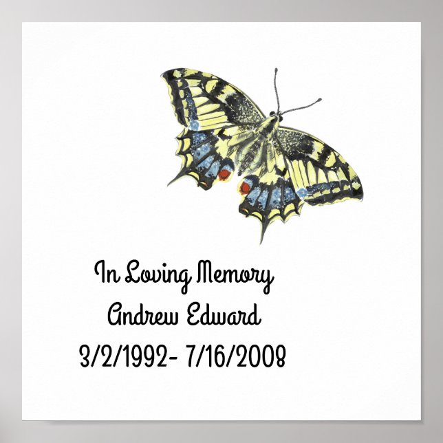 Personalised Butterfly Memorial Poster (Front)