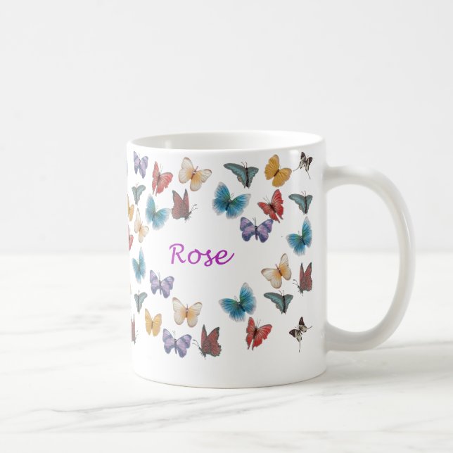 Personalised Butterfly Mug - Rose (Right)