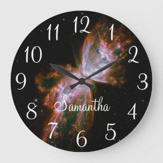 Personalised Butterfly Nebula Celestial Photo Large Clock