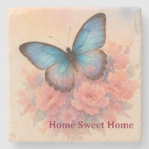 Personalised Butterfly Peach Floral Elgant Design