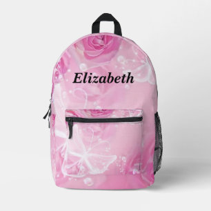 Personalised butterfly & roses printed backpack