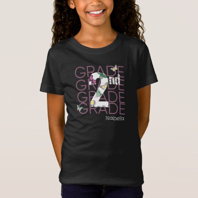 Personalised Butterfly Second Grade T-Shirt (Front)