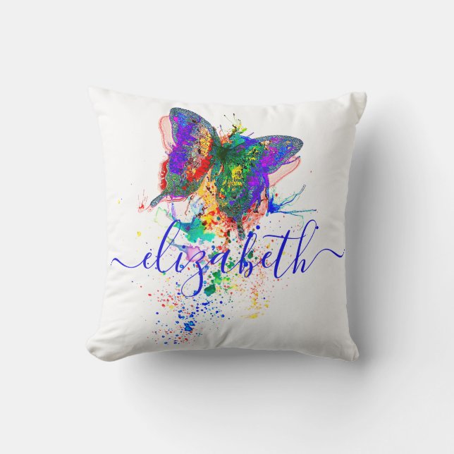 Personalised butterfly splatter   cushion (Front)