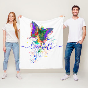 Personalised butterfly splatter    fleece blanket