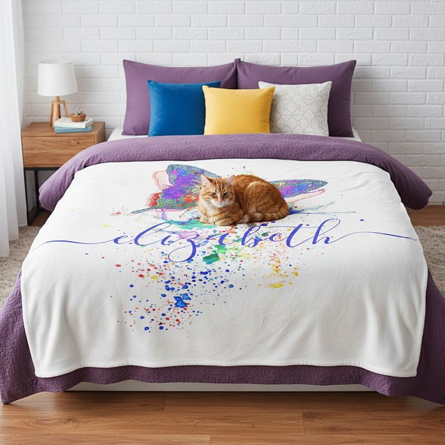 Personalised butterfly splatter    fleece blanket (Creator Uploaded)