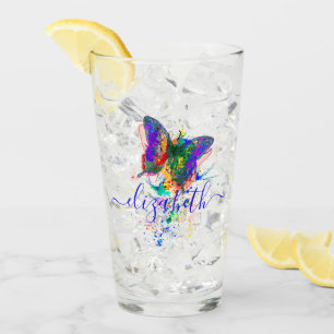 Personalised butterfly splatter glass