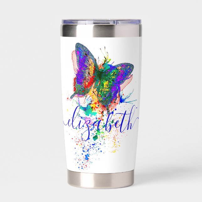 Personalised butterfly splatter    insulated tumbler (Front)