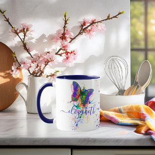 Personalised butterfly splatter Mug