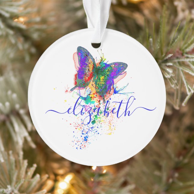 Personalised butterfly splatter   ornament (Tree)