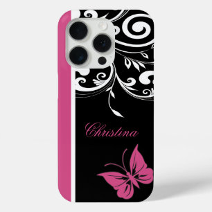 Personalised Butterfly Swirls Cranberry Pink iPhone 15 Pro Case