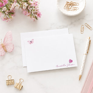 Personalised Butterfly Thank You Note Cards