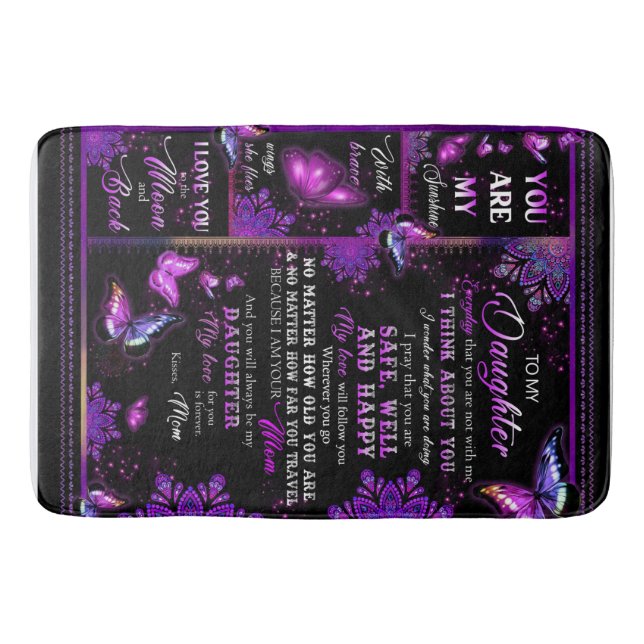 Personalised Butterfly To My Daughter Blanket Bath Mat (Front)