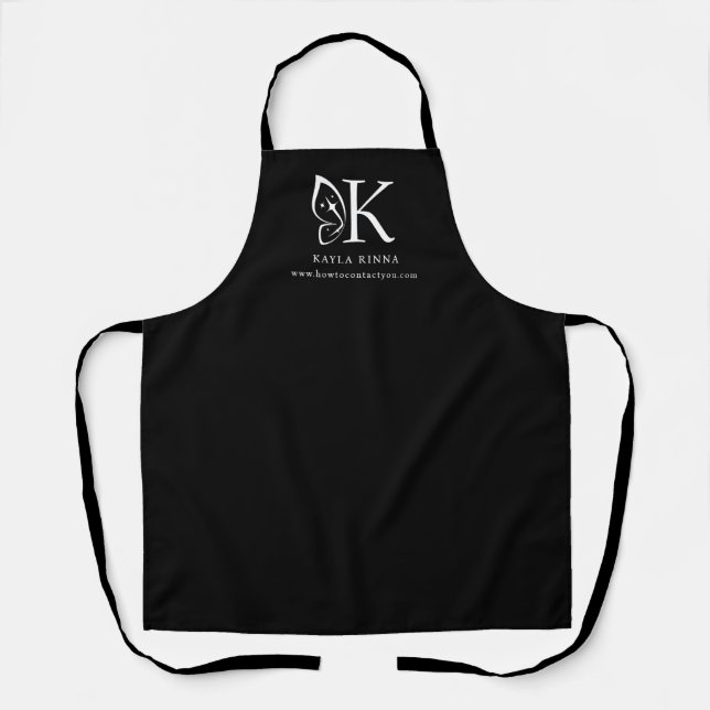 Personalised Butterfly Wing Initial Monogram Apron (Front)