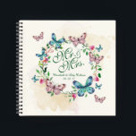Personalised Butterfly Wreath Wedding Guestbook Notebook<br><div class="desc">For further customisation,  please click the "Customise" button and use our design tool to modify this template. If the options are available,  you may change text and image by simply clicking on "Edit/Remove Text or Image Here" and add your own. Designed by Freepik.</div>