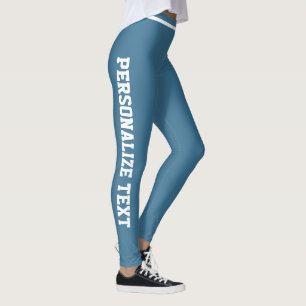Personalised Buttery Soft Slate Blue White Striped Leggings