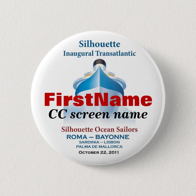 Personalised Button #3 (first & CC screen name) (Front)