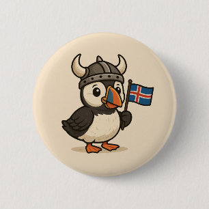 Personalised button - Iceland puffin