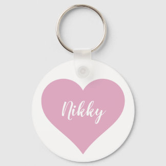 Personalised Button Keychain with Pink Heart