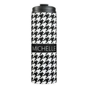 Personalised BW Houndstooth Thermal Tumbler