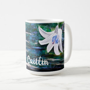 Personalised by Name Abstract Flower Coffee Mug