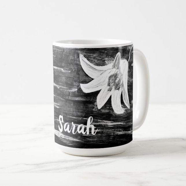 Personalised by Name Abstract Flower Coffee Mug (Front Right)
