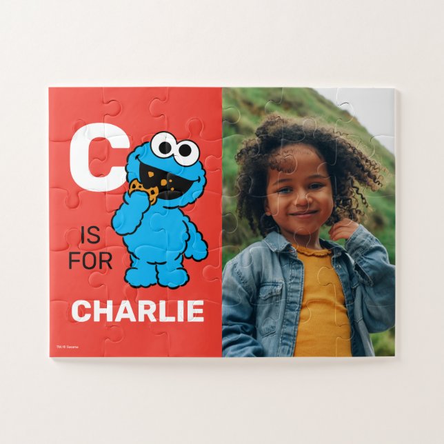 Personalised C is for Cookie Monster - Photo Jigsaw Puzzle (Horizontal)