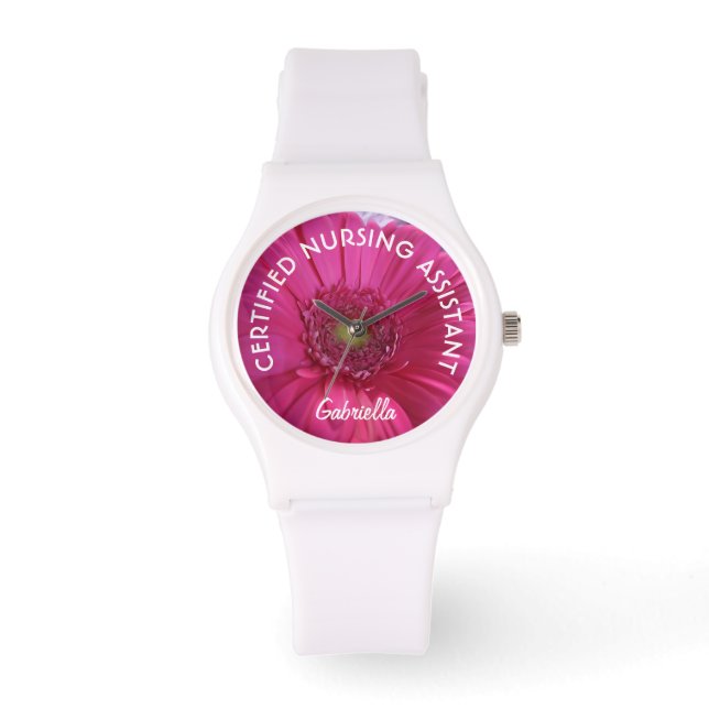 Personalised C.N.A. Pink Daisy Watch (Front)