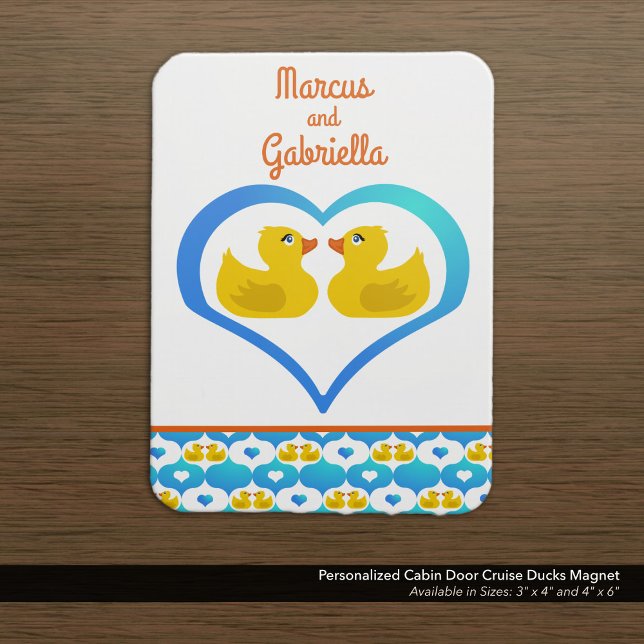 Personalised Cabin Door Cruise Ducks Magnet (Decorate Your Stateroom Door with a Cute Cruising Ducks Magnet–Customized with Your Name.)