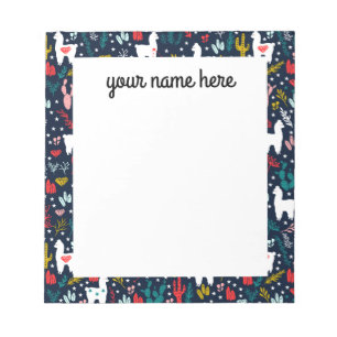 Personalised Cactus and Alpaca Notepad