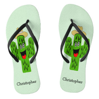 Personalised Cactus Design Flip Flops