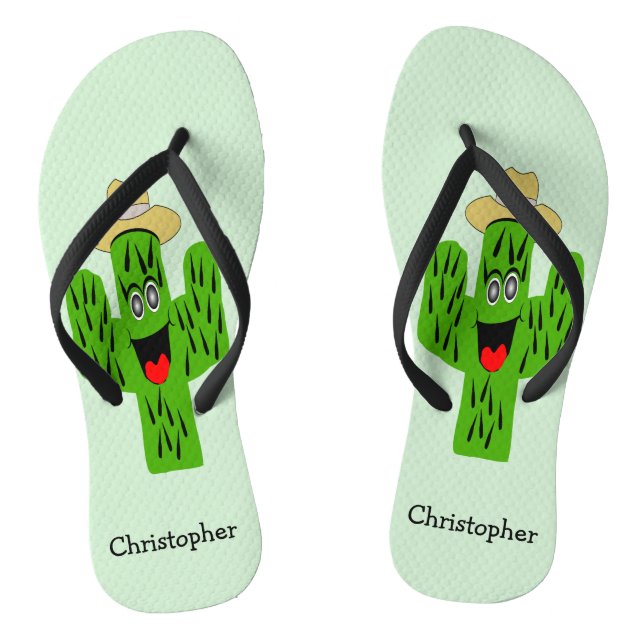 Personalised Cactus Design Flip Flops (Footbed)
