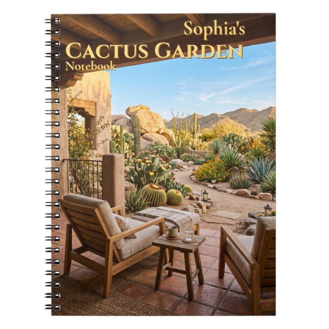 Personalised Cactus Garden Spiral Notebook (Front)