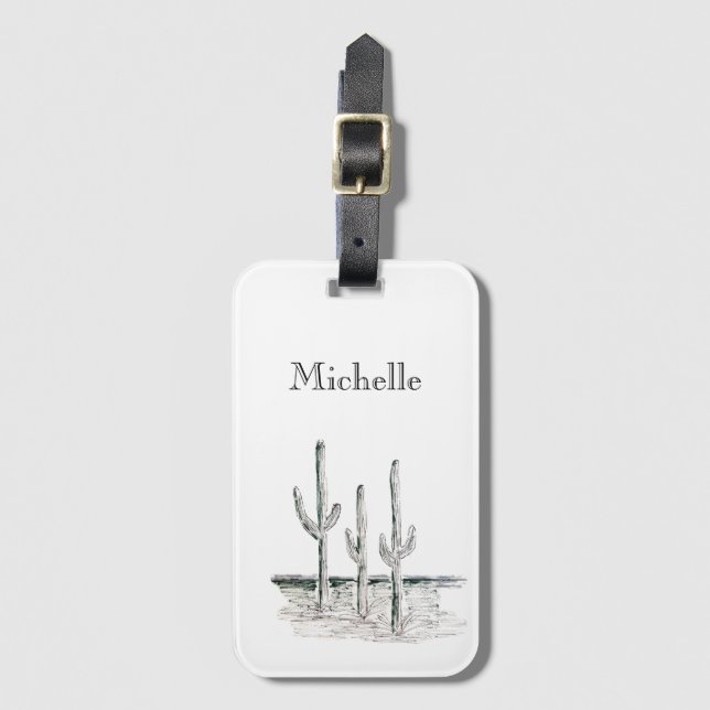 Personalised Cactus    Luggage Tag (Front Vertical)