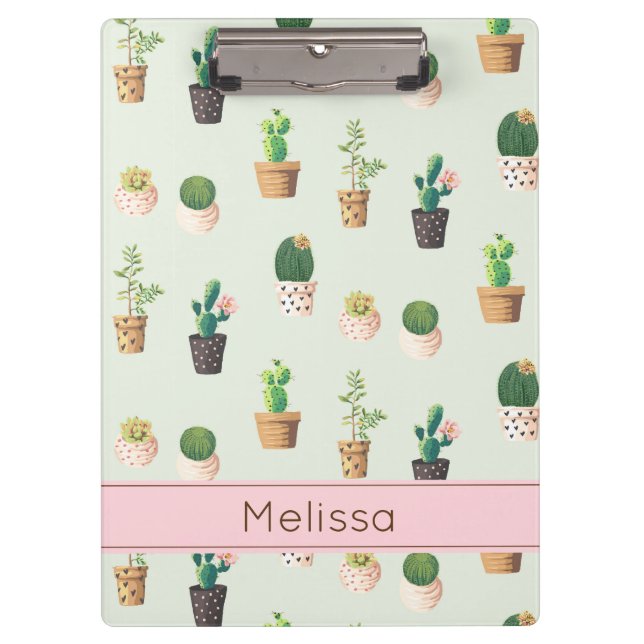 Personalised Cactus Print Clipboard (Front)
