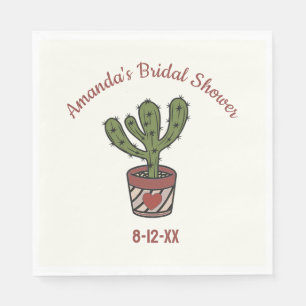 Personalised Cactus Theme Bridal Shower Matching Napkin